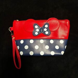 Minnie inspired Red and Blue Polka Dot Wristlet